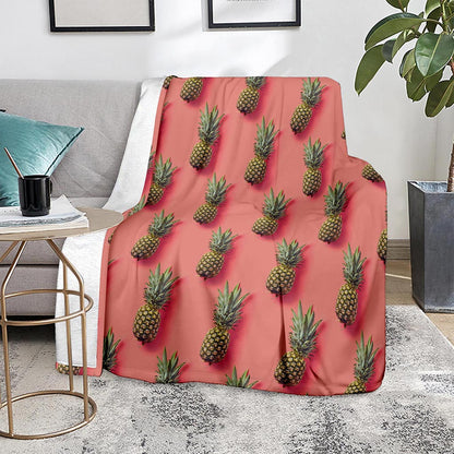 Pastel Pink Pineapple Pattern Print Blanket
