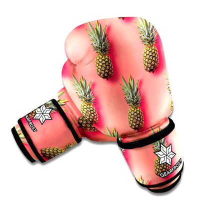 Pastel Pink Pineapple Pattern Print Boxing Gloves