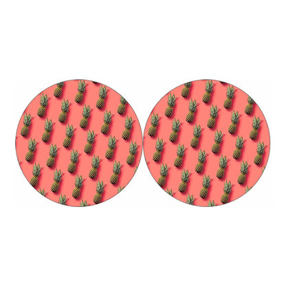 Pastel Pink Pineapple Pattern Print Car Coasters