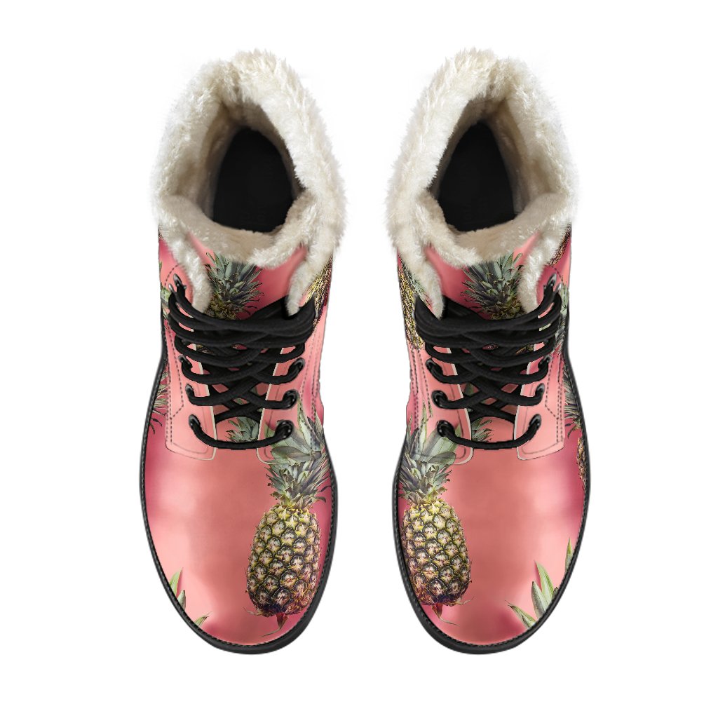 Pastel Pink Pineapple Pattern Print Comfy Boots GearFrost