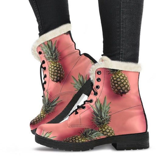 Pastel Pink Pineapple Pattern Print Comfy Boots GearFrost