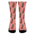 Pastel Pink Pineapple Pattern Print Crew Socks