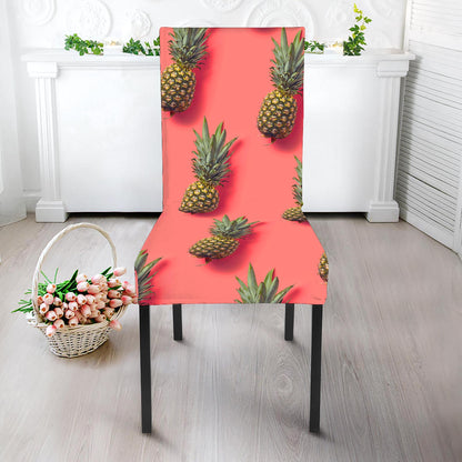 Pastel Pink Pineapple Pattern Print Dining Chair Slipcover