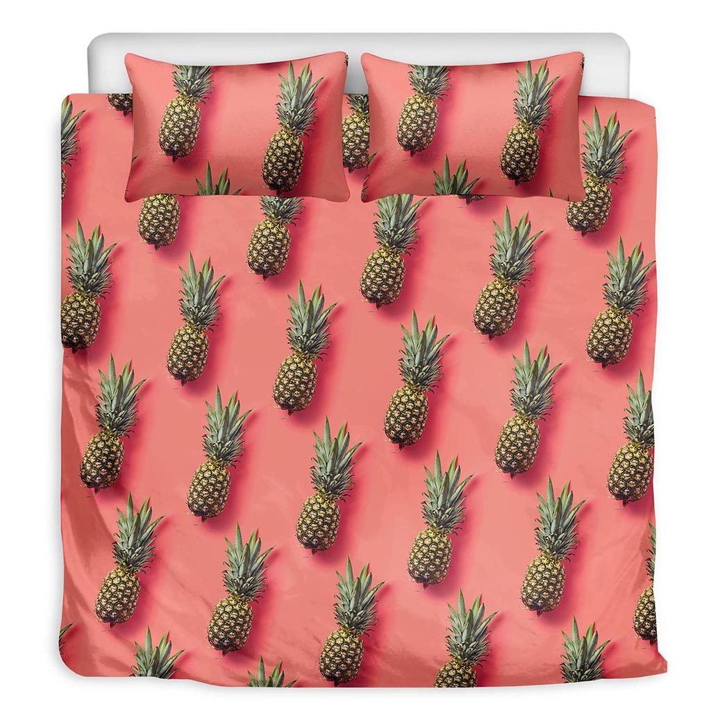 Pastel Pink Pineapple Pattern Print Duvet Cover Bedding Set
