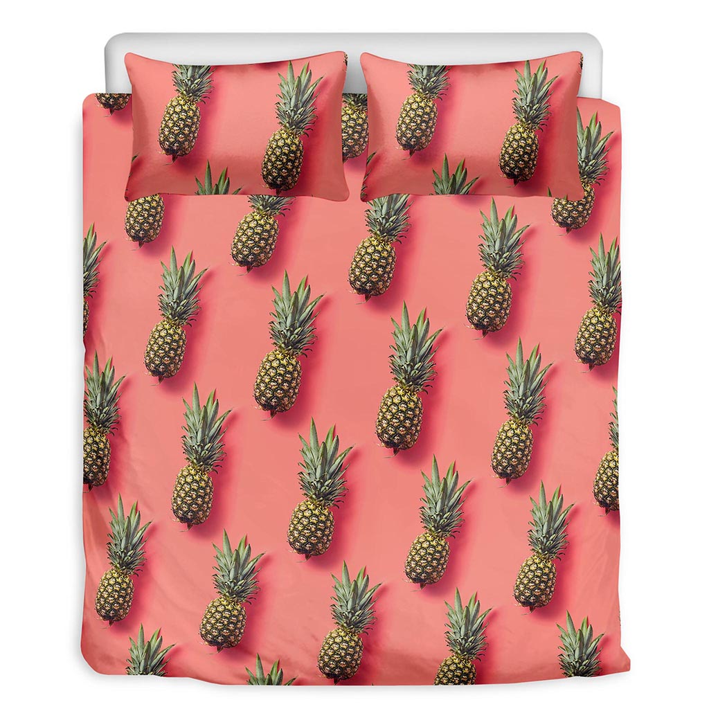 Pastel Pink Pineapple Pattern Print Duvet Cover Bedding Set