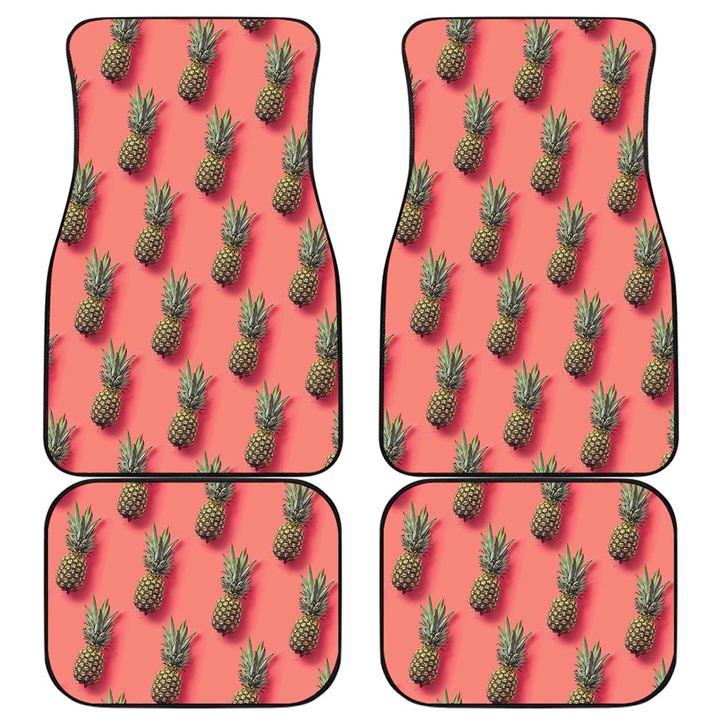 Pastel Pink Pineapple Pattern Print Front and Back Car Floor Mats