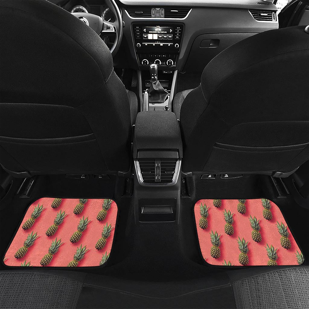 Pastel Pink Pineapple Pattern Print Front and Back Car Floor Mats