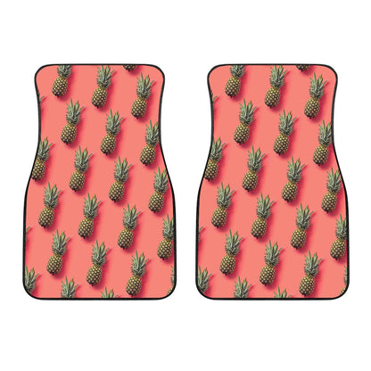 Pastel Pink Pineapple Pattern Print Front Car Floor Mats