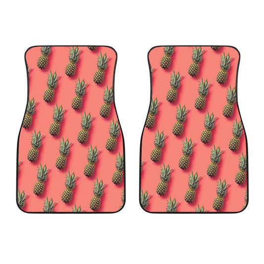 Pastel Pink Pineapple Pattern Print Front Car Floor Mats