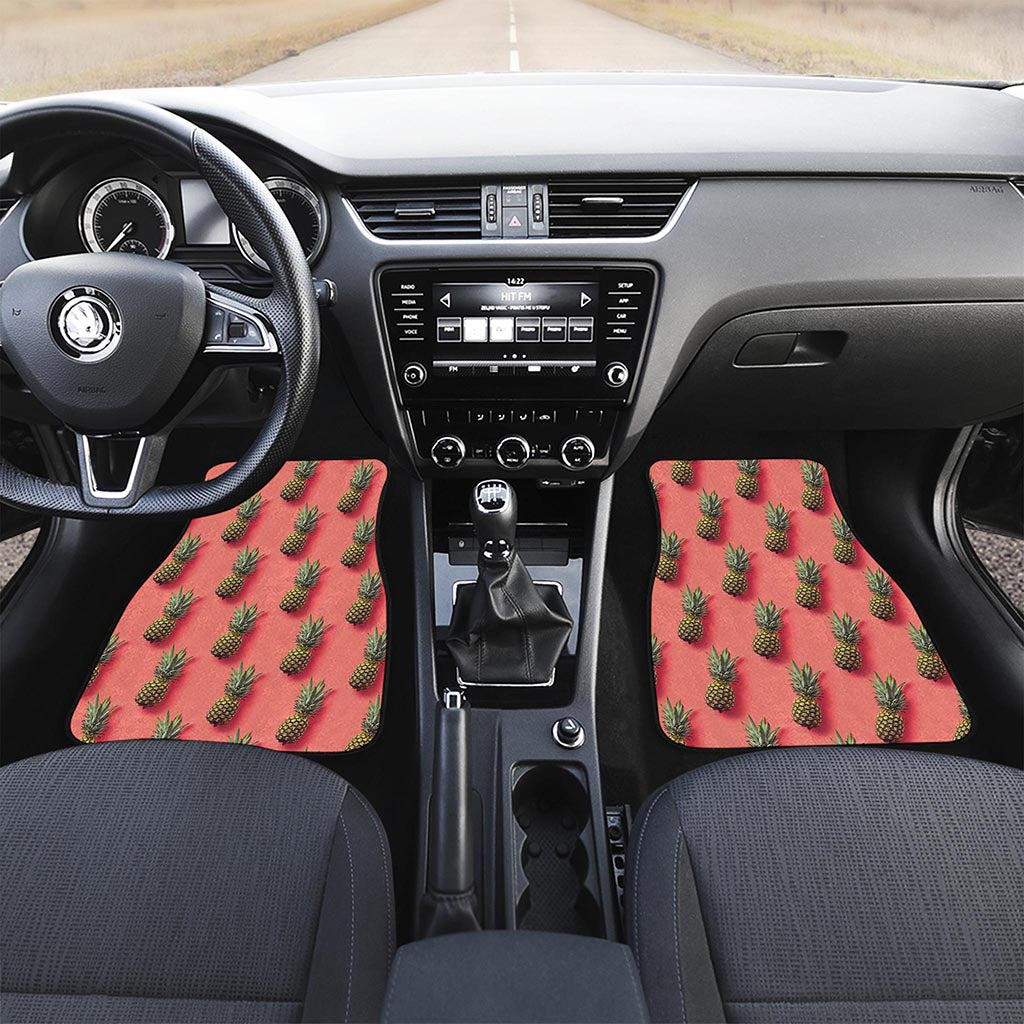 Pastel Pink Pineapple Pattern Print Front Car Floor Mats