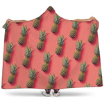 Pastel Pink Pineapple Pattern Print Hooded Blanket