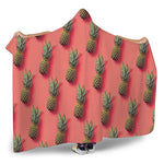 Pastel Pink Pineapple Pattern Print Hooded Blanket