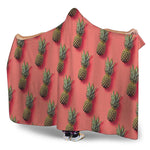 Pastel Pink Pineapple Pattern Print Hooded Blanket