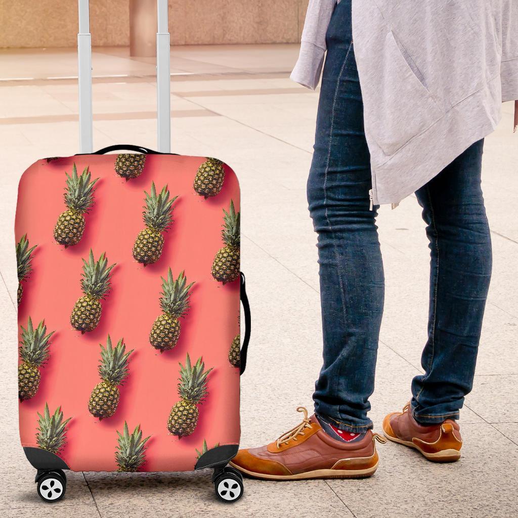 Pastel Pink Pineapple Pattern Print Luggage Cover GearFrost