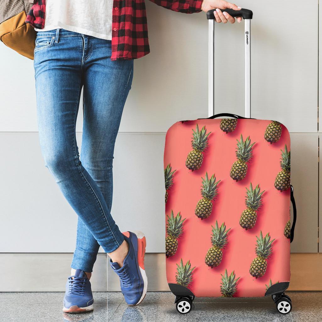 Pastel Pink Pineapple Pattern Print Luggage Cover GearFrost