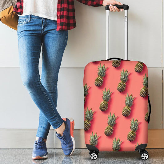 Pastel Pink Pineapple Pattern Print Luggage Cover GearFrost
