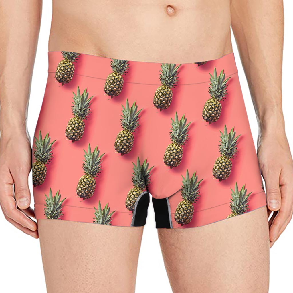Pastel Pink Pineapple Pattern Print Men's Boxer Briefs