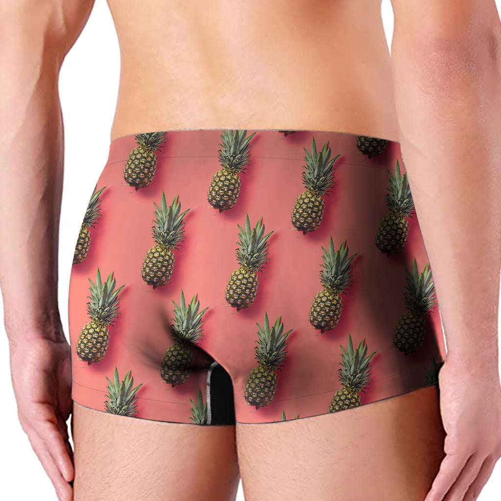 Pastel Pink Pineapple Pattern Print Men's Boxer Briefs