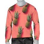 Pastel Pink Pineapple Pattern Print Men's Crewneck Sweatshirt GearFrost