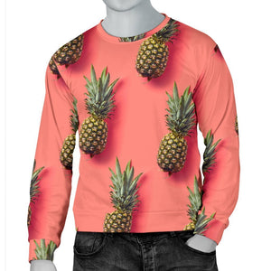 Pastel Pink Pineapple Pattern Print Men's Crewneck Sweatshirt GearFrost