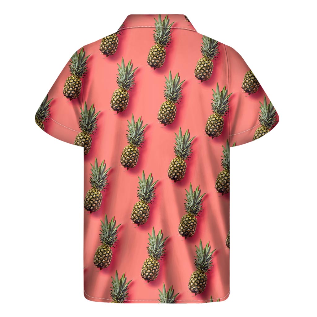 Pastel Pink Pineapple Pattern Print Men's Short Sleeve Shirt