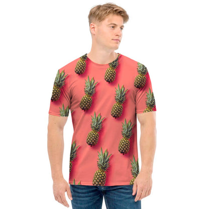 Pastel Pink Pineapple Pattern Print Men's T-Shirt