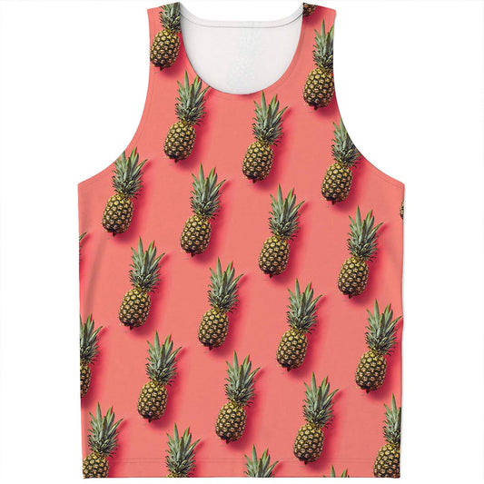 Pastel Pink Pineapple Pattern Print Men's Tank Top