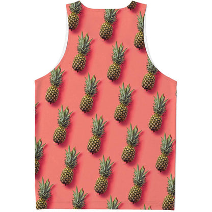 Pastel Pink Pineapple Pattern Print Men's Tank Top
