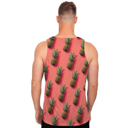Pastel Pink Pineapple Pattern Print Men's Tank Top