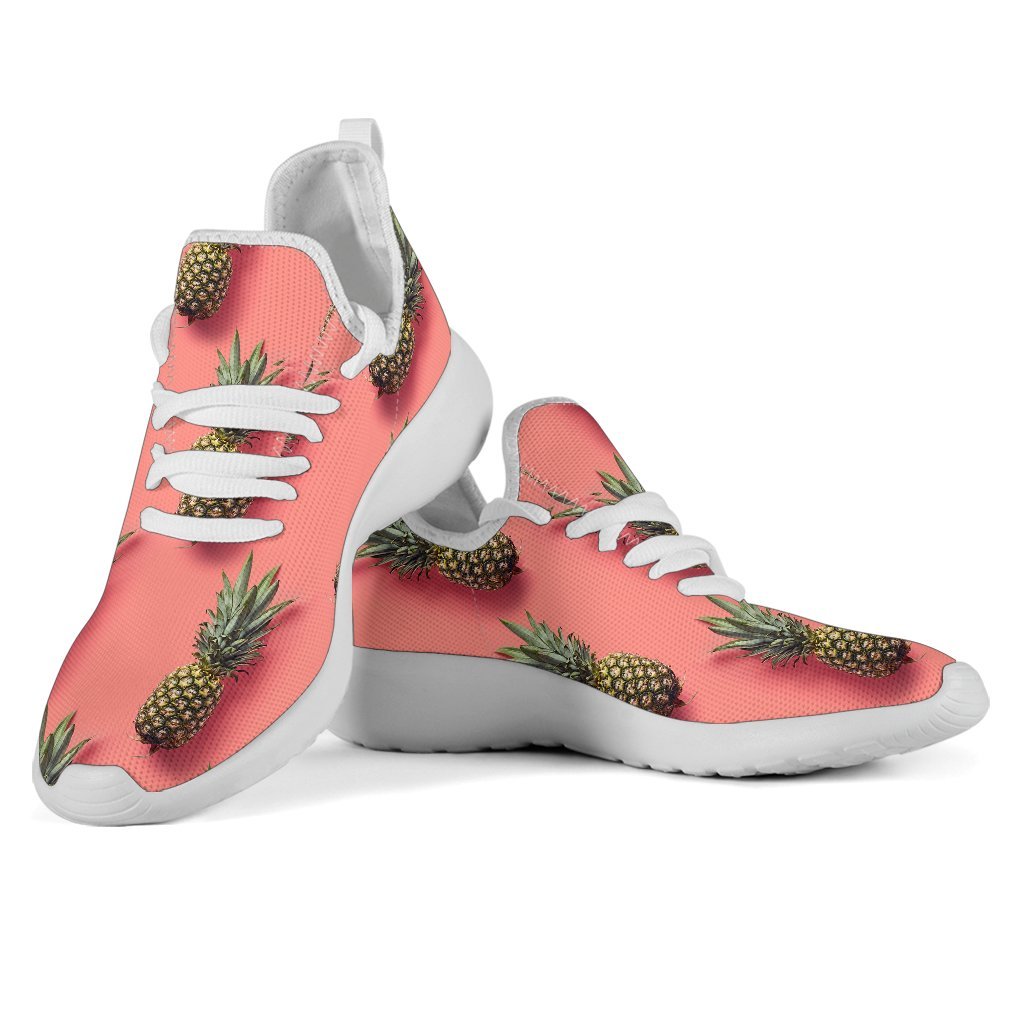 Pastel Pink Pineapple Pattern Print Mesh Knit Shoes GearFrost