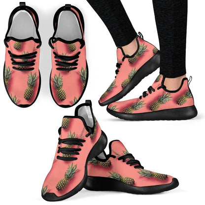 Pastel Pink Pineapple Pattern Print Mesh Knit Shoes GearFrost