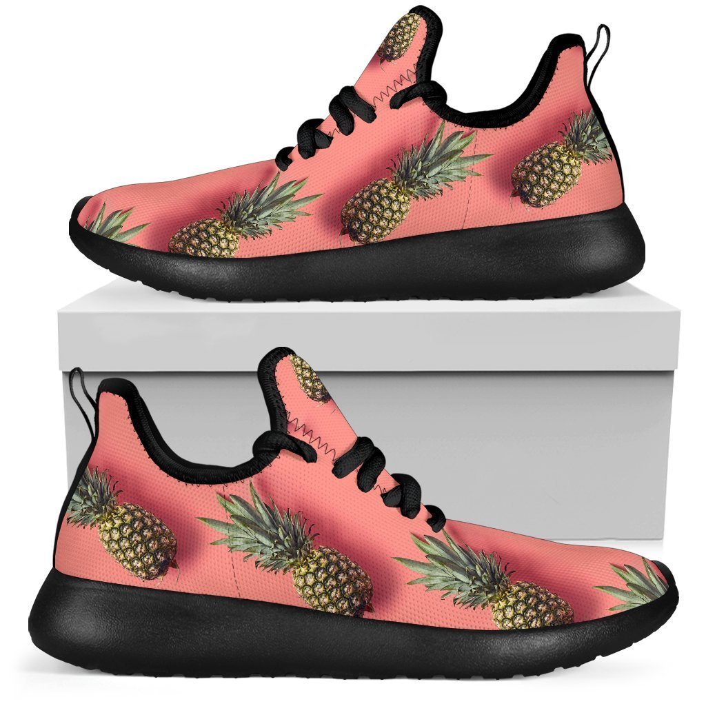 Pastel Pink Pineapple Pattern Print Mesh Knit Shoes GearFrost