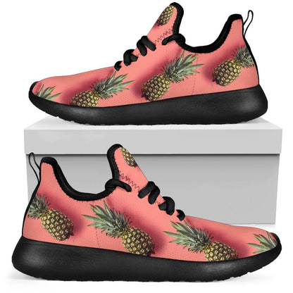 Pastel Pink Pineapple Pattern Print Mesh Knit Shoes GearFrost