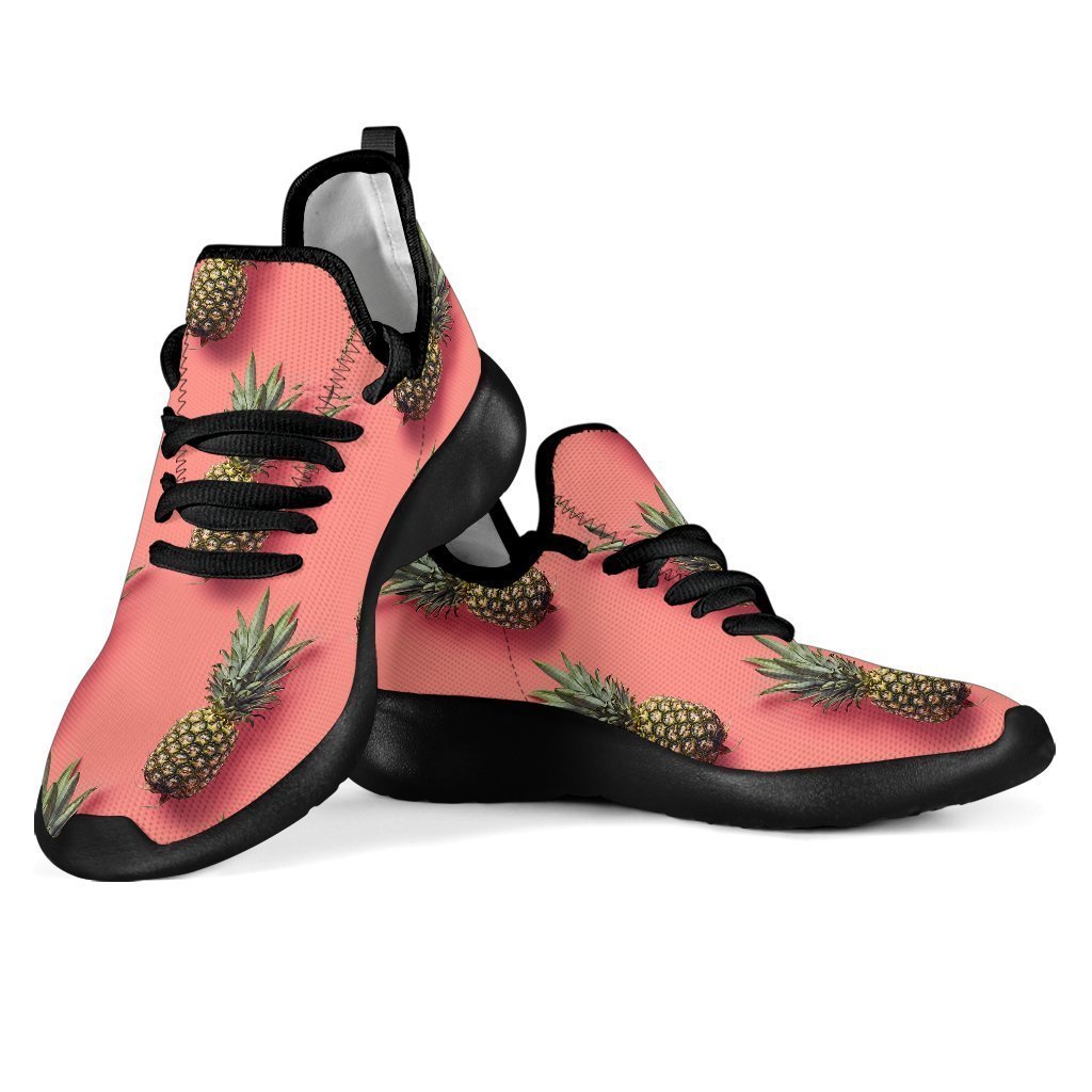 Pastel Pink Pineapple Pattern Print Mesh Knit Shoes GearFrost