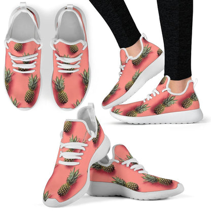 Pastel Pink Pineapple Pattern Print Mesh Knit Shoes GearFrost