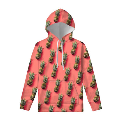Pastel Pink Pineapple Pattern Print Pullover Hoodie