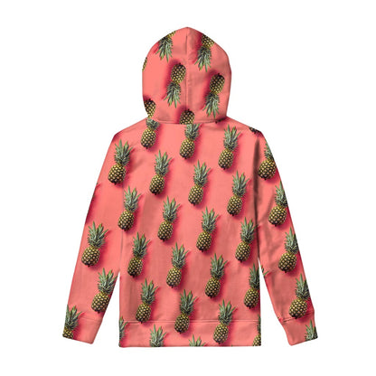 Pastel Pink Pineapple Pattern Print Pullover Hoodie