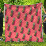 Pastel Pink Pineapple Pattern Print Quilt