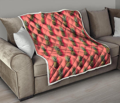 Pastel Pink Pineapple Pattern Print Quilt