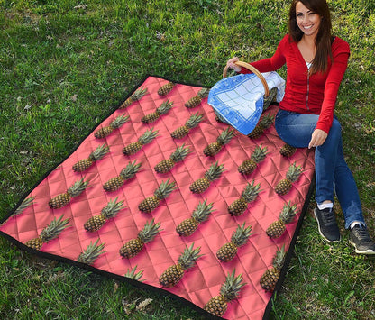 Pastel Pink Pineapple Pattern Print Quilt