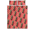 Pastel Pink Pineapple Pattern Print Quilt Bed Set