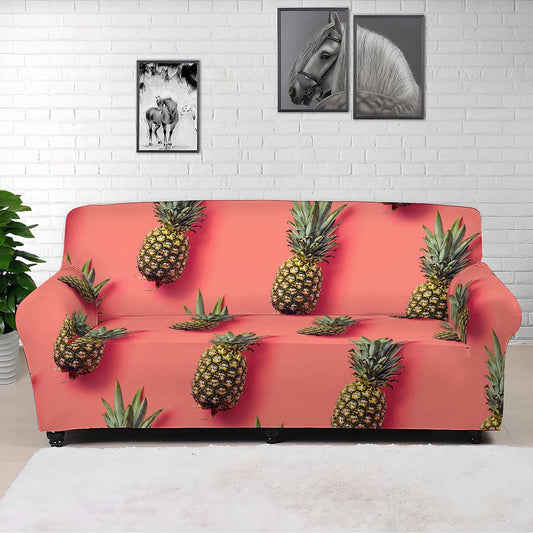 Pastel Pink Pineapple Pattern Print Sofa Cover