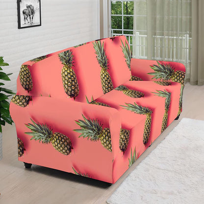 Pastel Pink Pineapple Pattern Print Sofa Cover