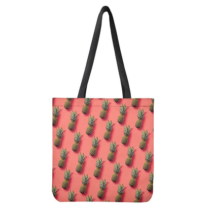 Pastel Pink Pineapple Pattern Print Tote Bag