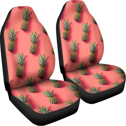 Pastel Pink Pineapple Pattern Print Universal Fit Car Seat Covers