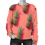 Pastel Pink Pineapple Pattern Print Women's Crewneck Sweatshirt GearFrost