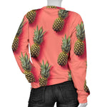 Pastel Pink Pineapple Pattern Print Women's Crewneck Sweatshirt GearFrost