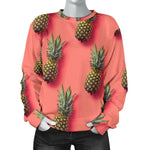 Pastel Pink Pineapple Pattern Print Women's Crewneck Sweatshirt GearFrost