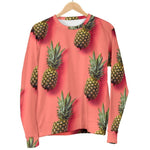 Pastel Pink Pineapple Pattern Print Women's Crewneck Sweatshirt GearFrost