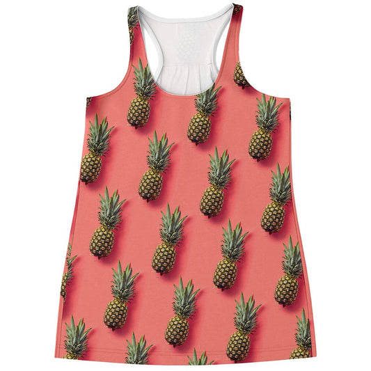 Pastel Pink Pineapple Pattern Print Women's Racerback Tank Top